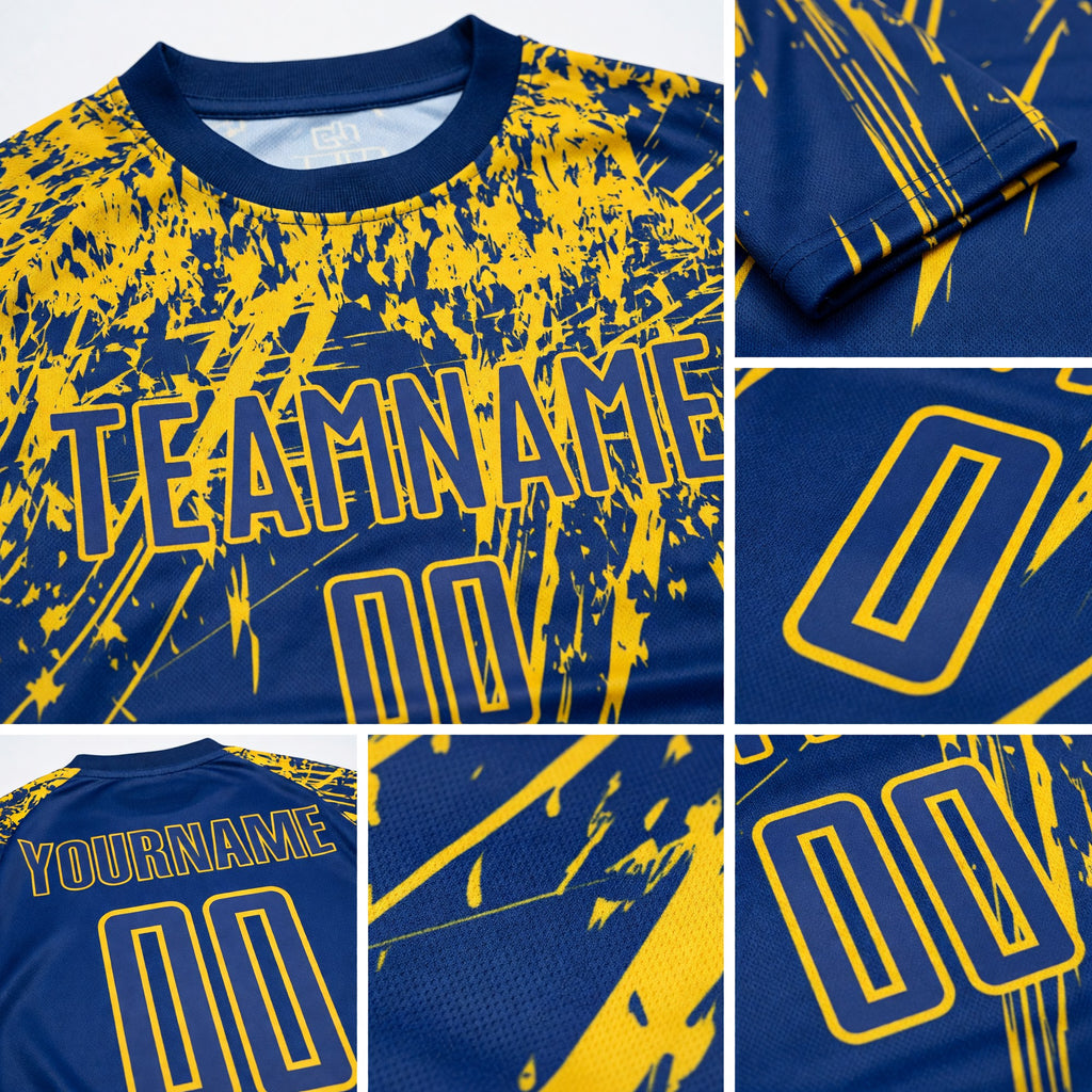Custom Royal Yellow Sublimation Soccer Uniform Jersey detail