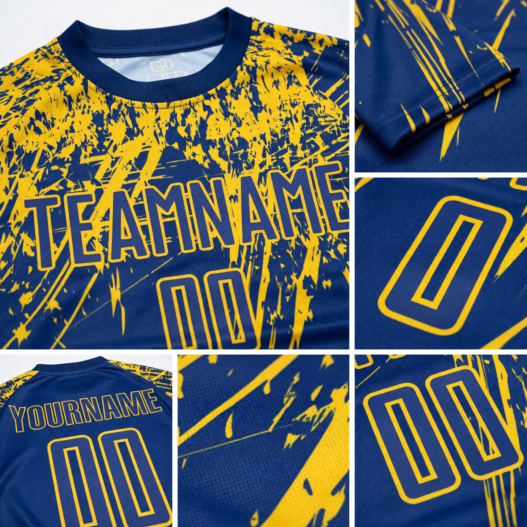 Custom Royal Yellow Sublimation Soccer Uniform Jersey detail