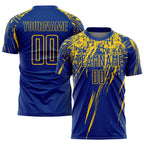 Custom Royal Yellow Sublimation Soccer Uniform Jersey photo 1