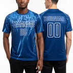 Custom Royal Light Blue-White Sublimation Soccer Uniform Jersey worn front and back