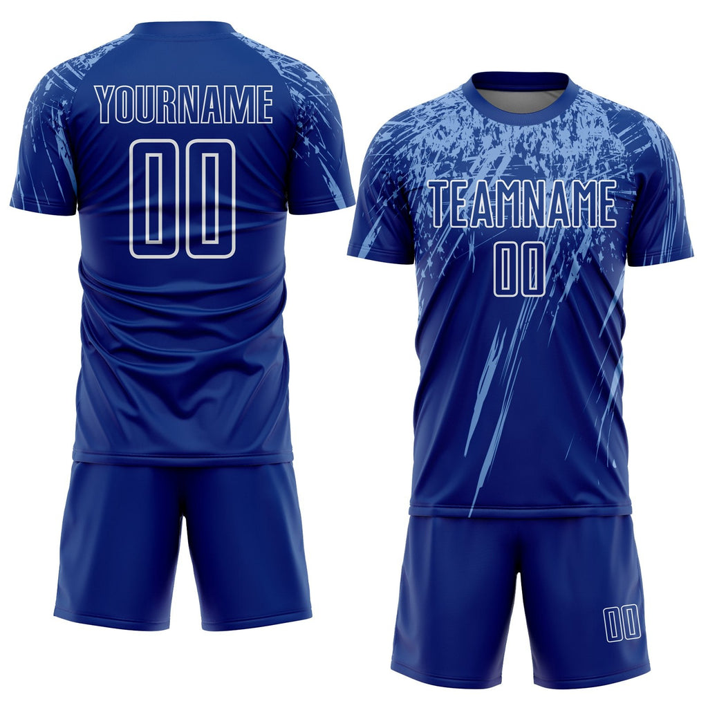 Custom Royal Light Blue-White Sublimation Soccer Uniform Jersey photo 2