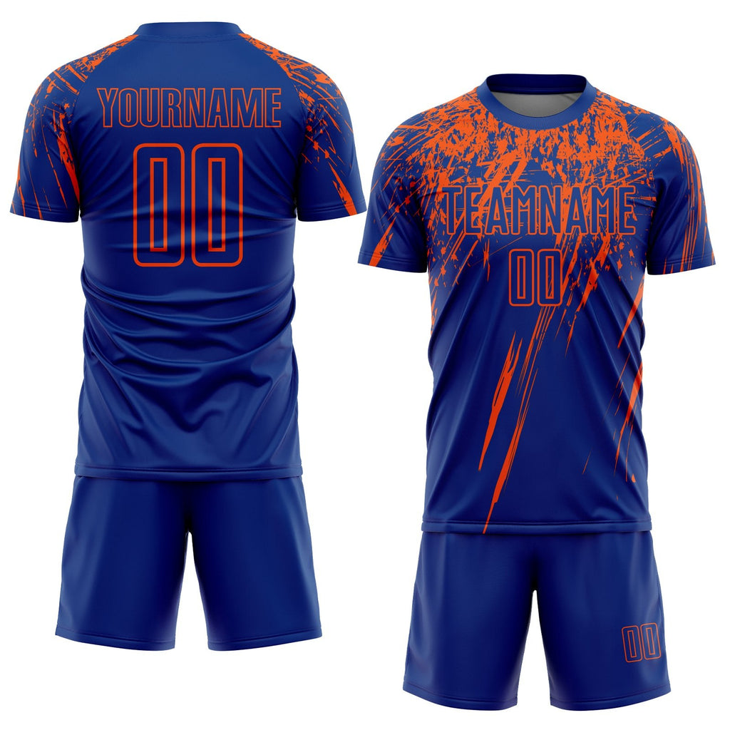 Custom Royal Orange Sublimation Soccer Uniform Jersey photo 2