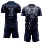 Custom Navy Gray Sublimation Soccer Uniform Jersey photo 2