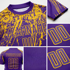 Custom Purple Yellow Sublimation Soccer Uniform Jersey detail