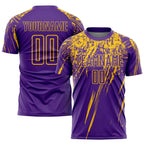 Custom Purple Yellow Sublimation Soccer Uniform Jersey photo 1