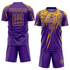 Custom Purple Yellow Sublimation Soccer Uniform Jersey photo 2
