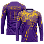 Custom Purple Yellow Sublimation Soccer Uniform Jersey photo 3