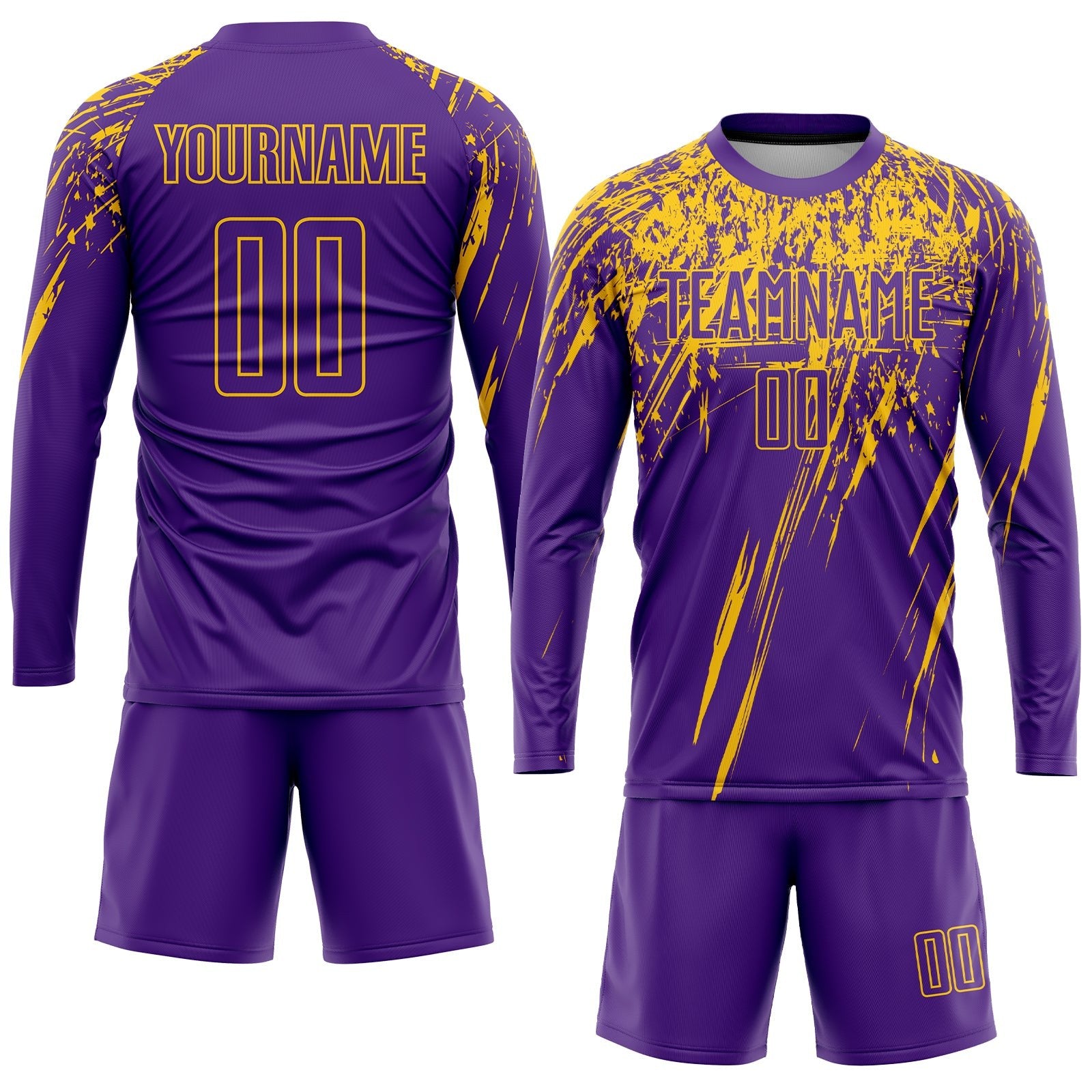 Custom Purple Yellow Sublimation Soccer Uniform Jersey photo 4
