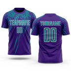 Custom Purple Teal-White Sublimation Soccer Uniform Jersey