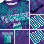 Custom Purple Teal-White Sublimation Soccer Uniform Jersey detail