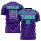 Custom Purple Teal-White Sublimation Soccer Uniform Jersey photo 1
