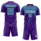 Custom Purple Teal-White Sublimation Soccer Uniform Jersey photo 2
