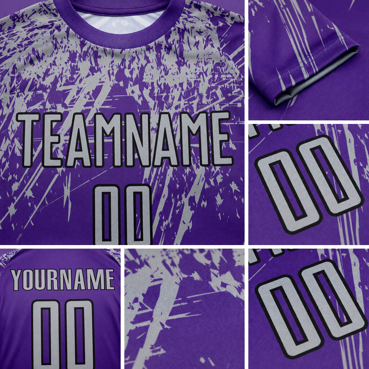 Custom Purple Gray-Black Sublimation Soccer Uniform Jersey detail