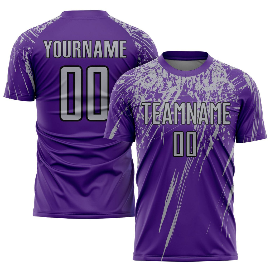 Custom Purple Gray-Black Sublimation Soccer Uniform Jersey photo 1