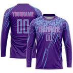 Custom Purple Light Blue-Pink Sublimation Soccer Uniform Jersey photo 3