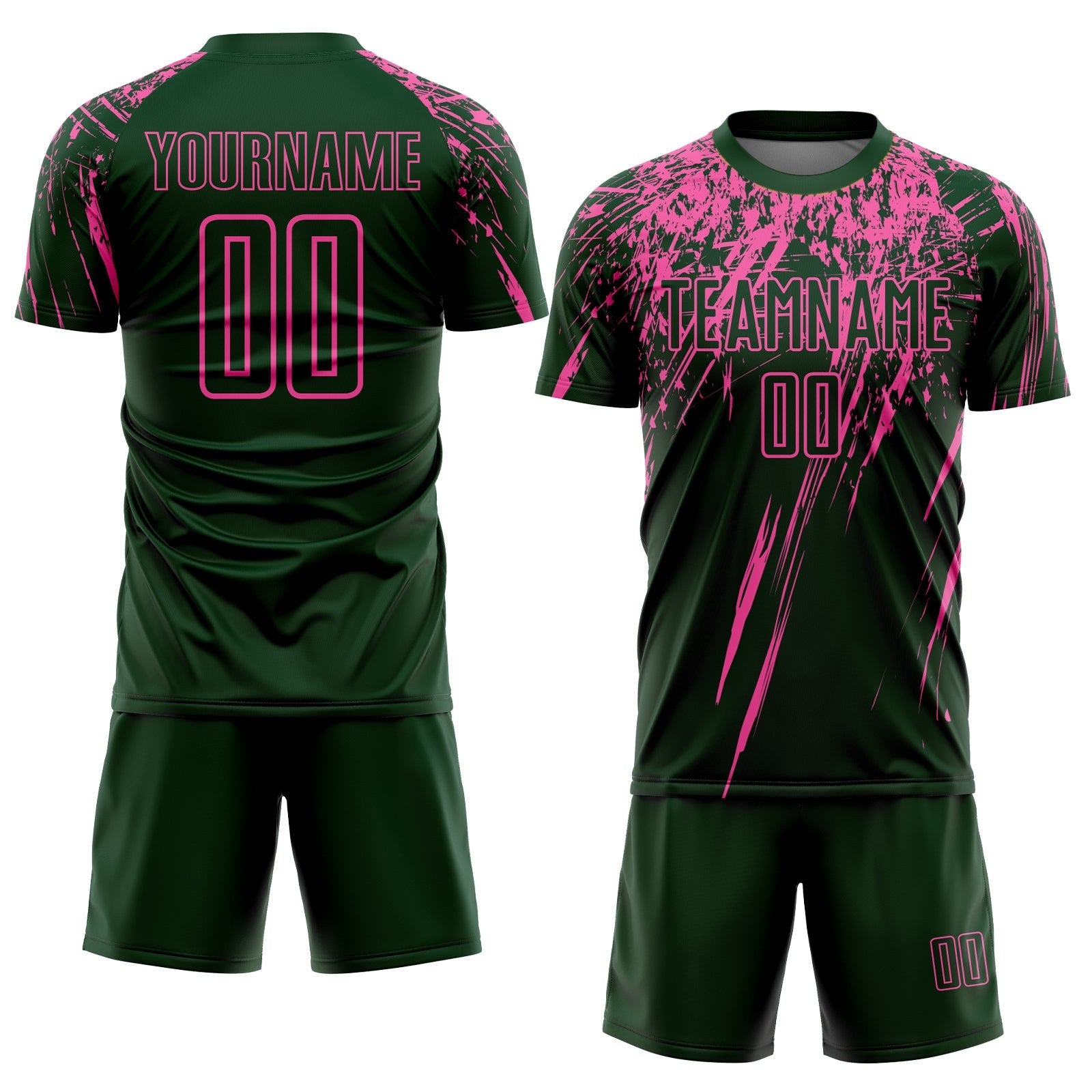 Custom Green Pink Sublimation Soccer Uniform Jersey photo 2