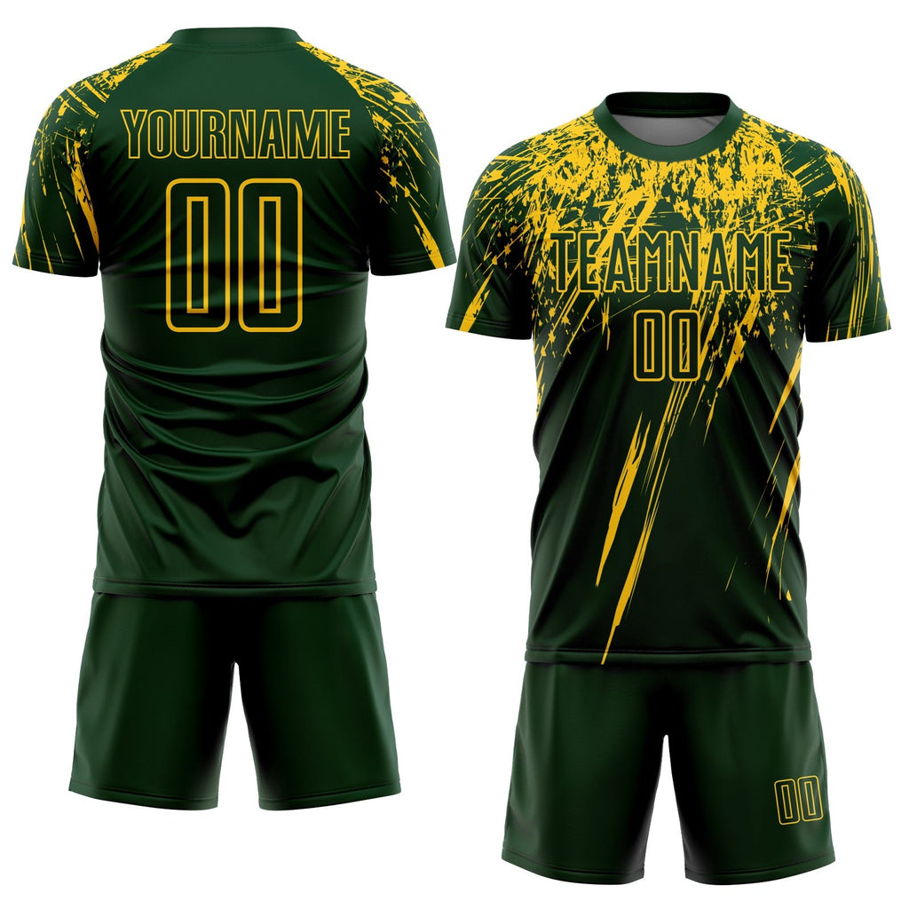 Custom Green Yellow Sublimation Soccer Uniform Jersey photo 2