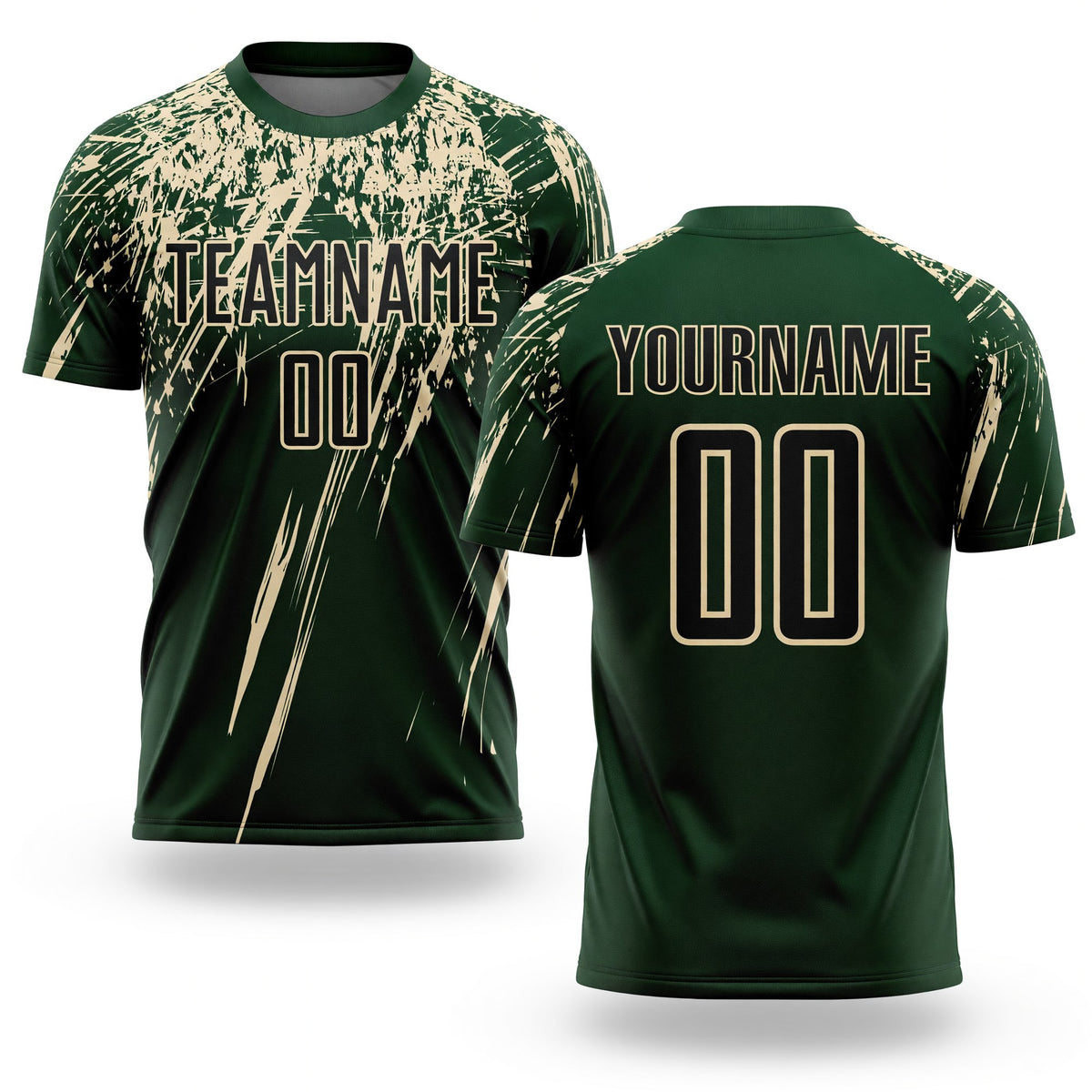 Custom Green Black-Cream Sublimation Soccer Uniform Jersey