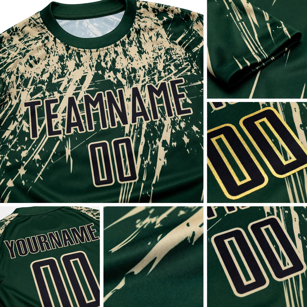 Custom Green Black-Cream Sublimation Soccer Uniform Jersey detail