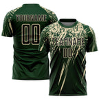 Custom Green Black-Cream Sublimation Soccer Uniform Jersey photo 1