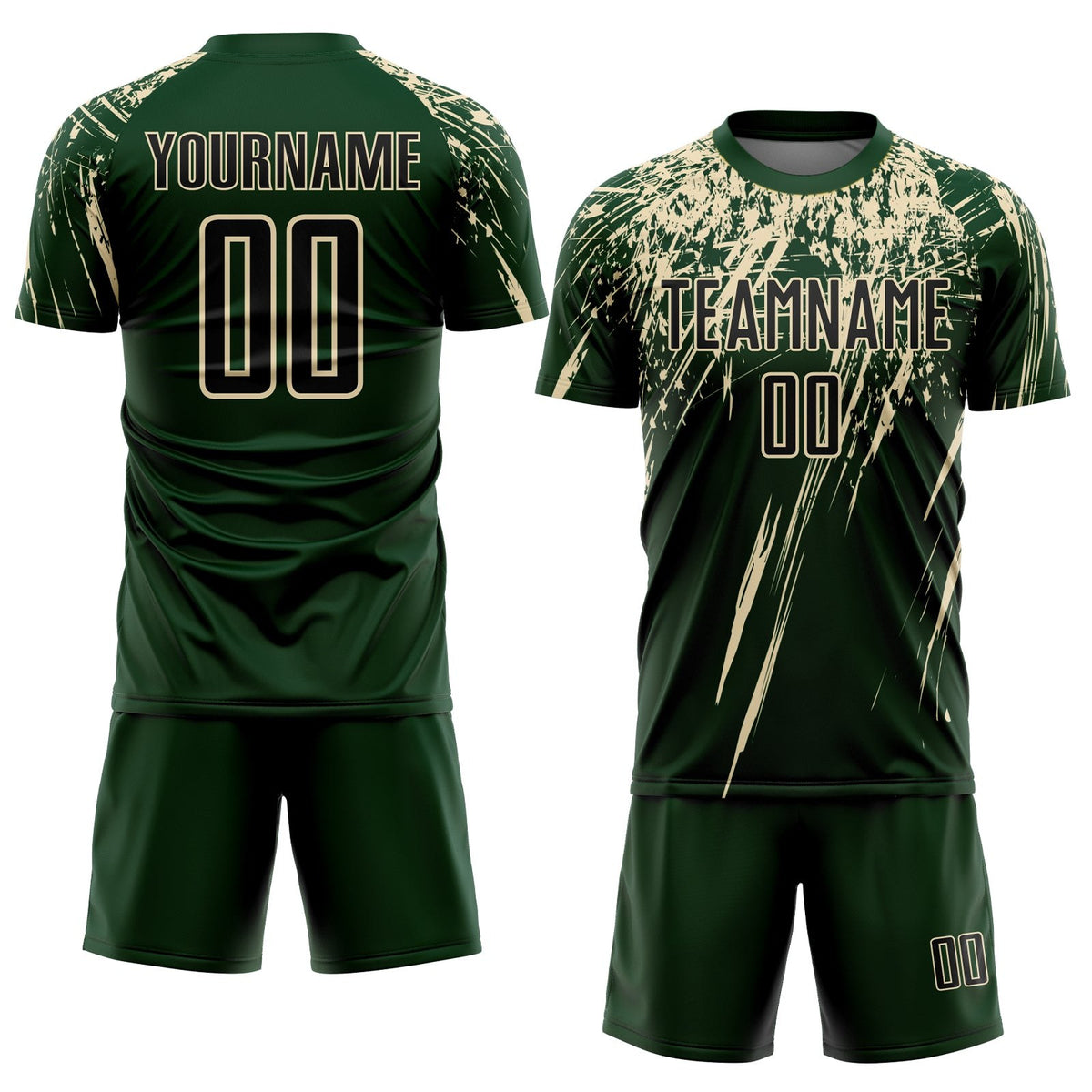 Custom Green Black-Cream Sublimation Soccer Uniform Jersey photo 2