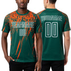 Custom Kelly Green Orange-White Sublimation Soccer Uniform Jersey worn front and back