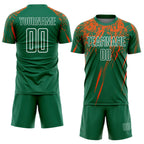 Custom Kelly Green Orange-White Sublimation Soccer Uniform Jersey photo 2