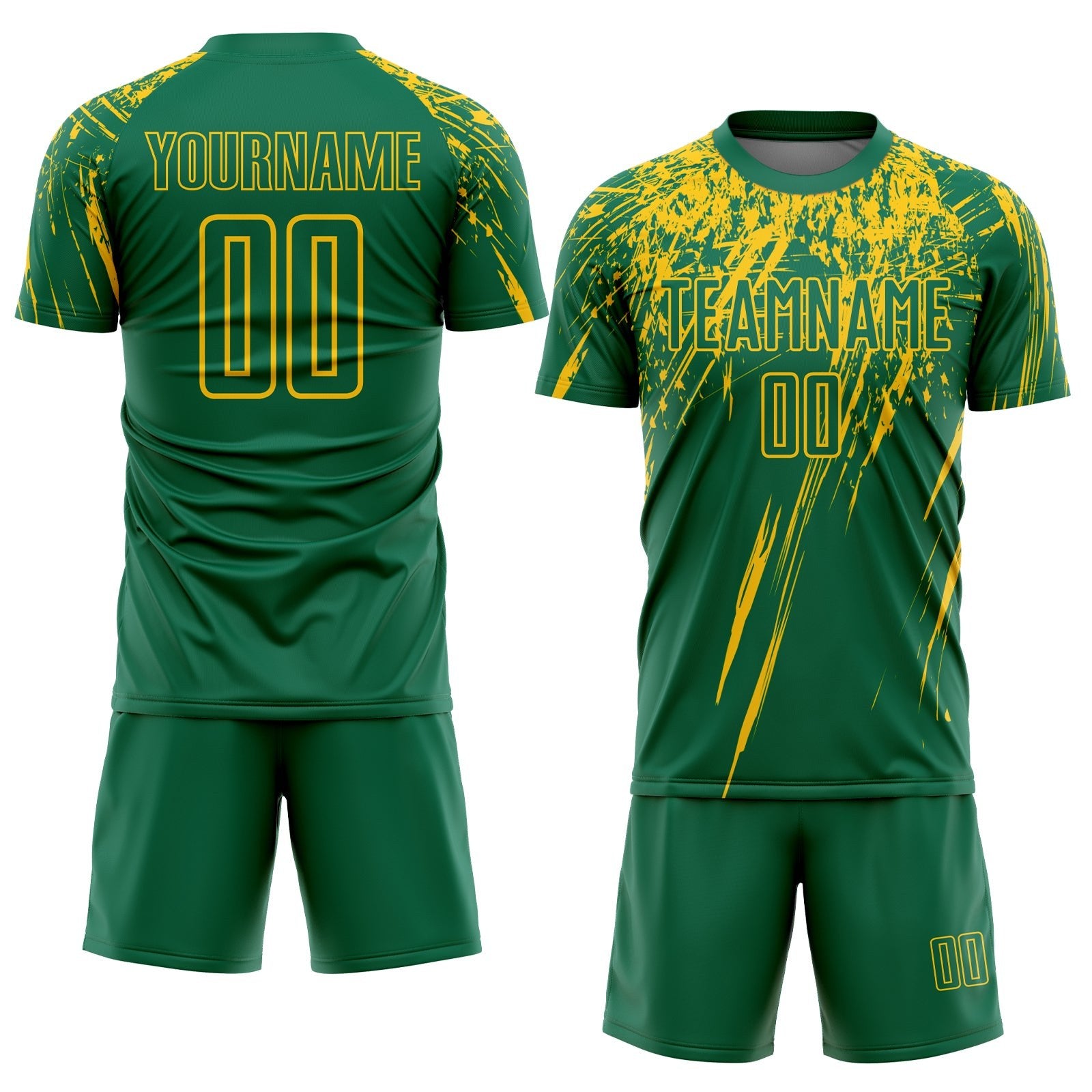 Custom Kelly Green Yellow Sublimation Soccer Uniform Jersey photo 2