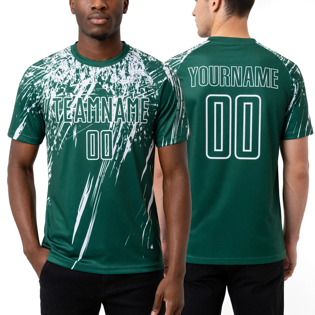 Custom Kelly Green White Sublimation Soccer Uniform Jersey worn front and back