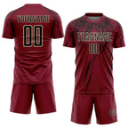 Custom Crimson Black-Cream Sublimation Soccer Uniform Jersey photo 2