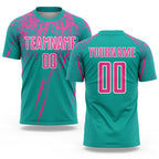 Custom Aqua Pink-White Sublimation Soccer Uniform Jersey