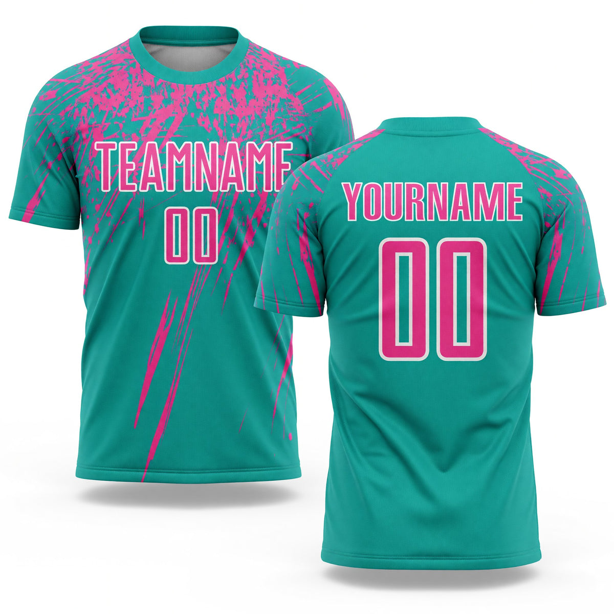 Custom Aqua Pink-White Sublimation Soccer Uniform Jersey