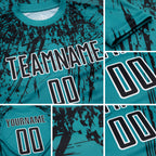 Custom Teal Black-White Sublimation Soccer Uniform Jersey detail