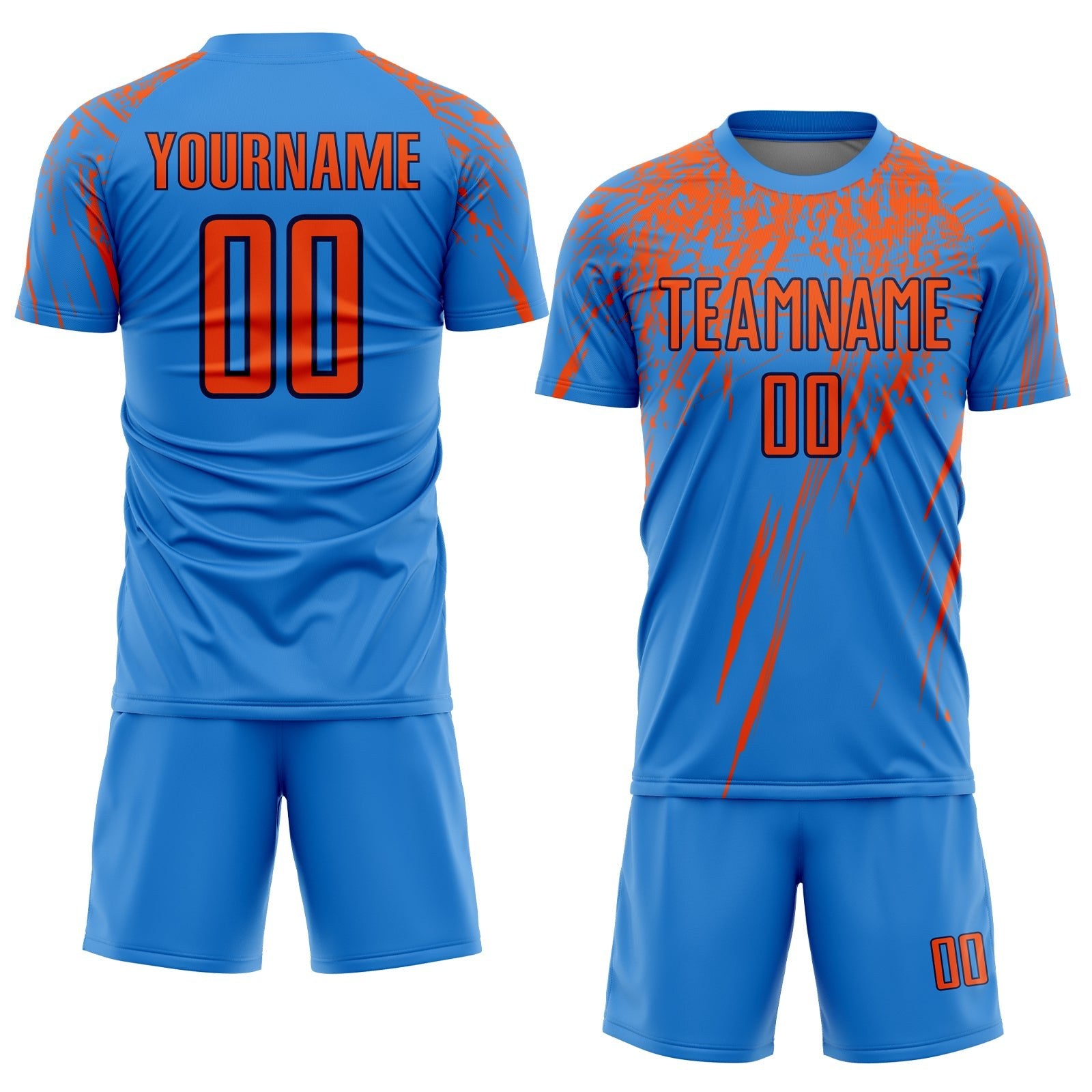 Custom Powder Blue Orange-Navy Sublimation Soccer Uniform Jersey photo 2