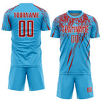 Custom Sky Blue Red-White Sublimation Soccer Uniform Jersey photo 2