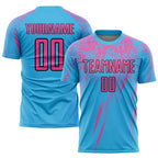 Custom Sky Blue Pink-Black Sublimation Soccer Uniform Jersey photo 1