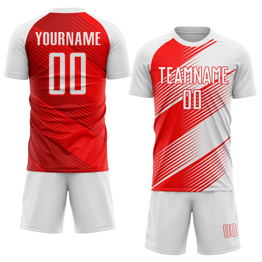 Custom Red White Sublimation Soccer Uniform Jersey photo 2
