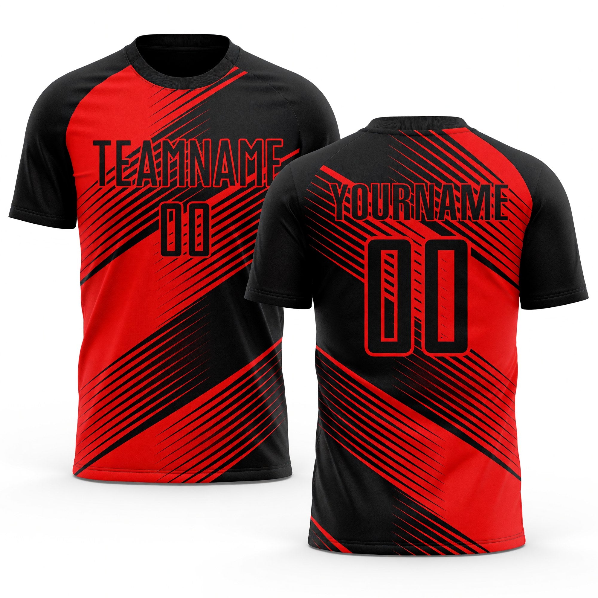 Custom Red Black Sublimation Soccer Uniform Jersey