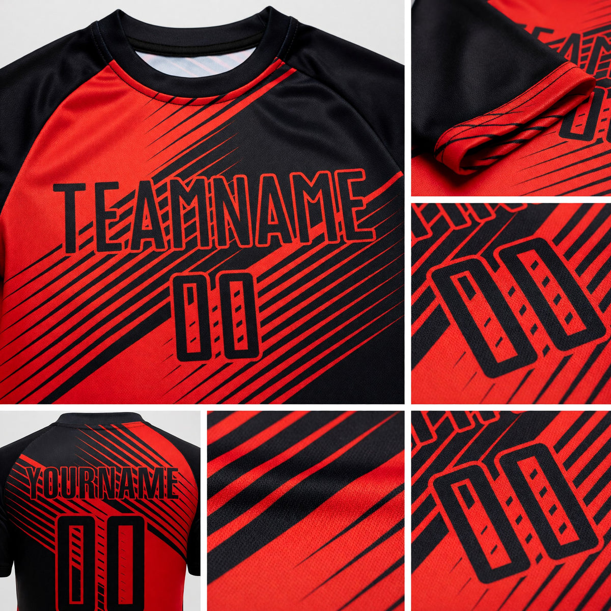 Custom Red Black Sublimation Soccer Uniform Jersey detail