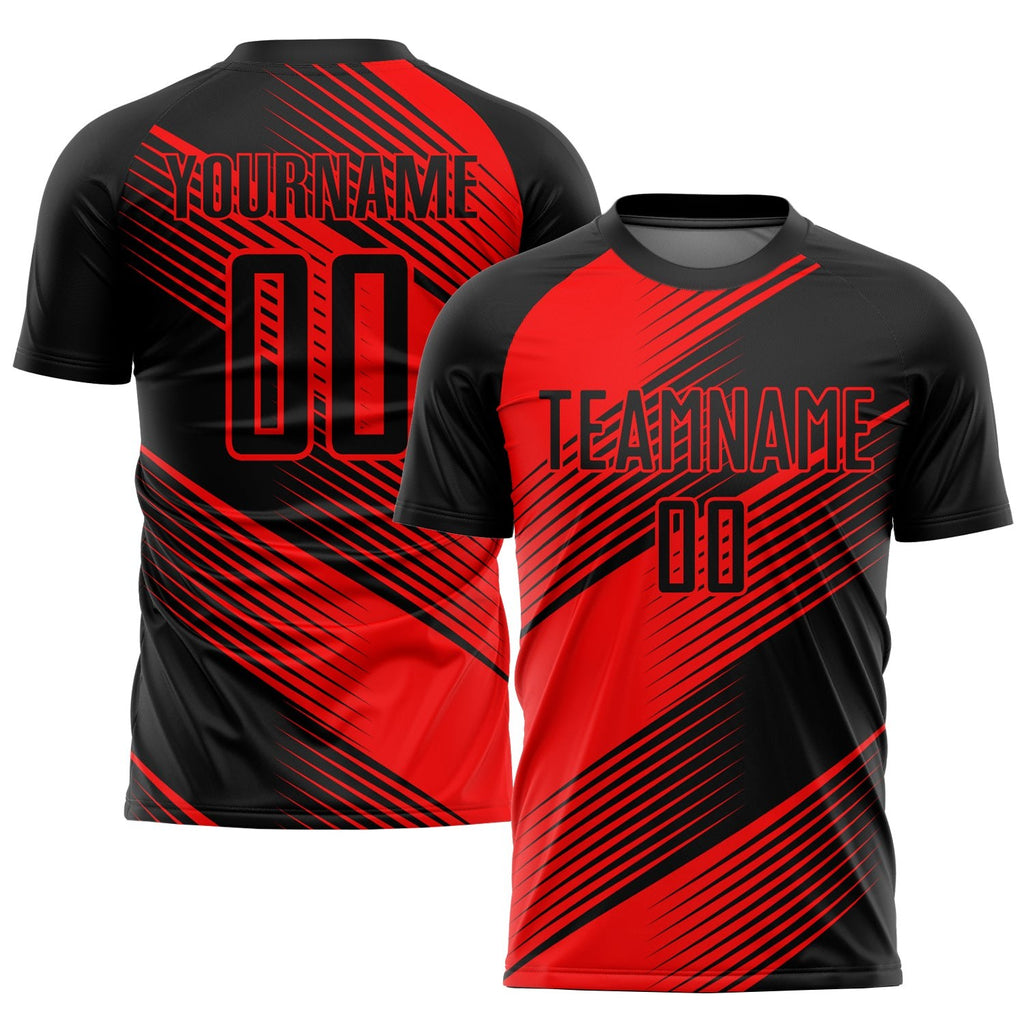 Custom Red Black Sublimation Soccer Uniform Jersey photo 1