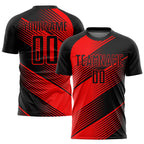 Custom Red Black Sublimation Soccer Uniform Jersey photo 1