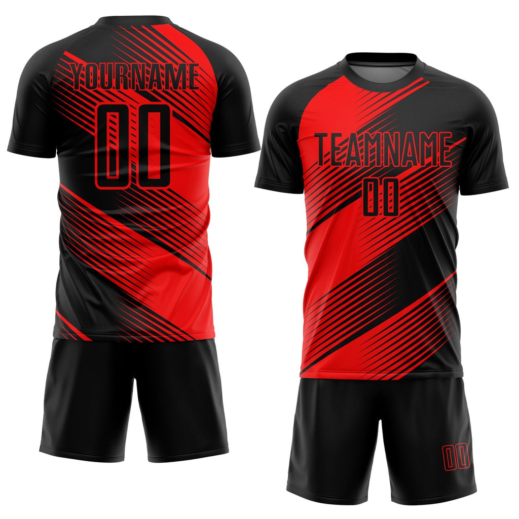 Custom Red Black Sublimation Soccer Uniform Jersey photo 2