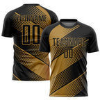 Custom Old Gold Black Sublimation Soccer Uniform Jersey
