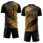 Custom Old Gold Black Sublimation Soccer Uniform Jersey photo 2