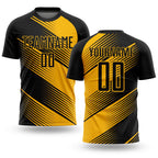 Custom Gold Black Sublimation Soccer Uniform Jersey