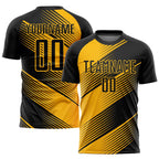 Custom Gold Black Sublimation Soccer Uniform Jersey photo 1