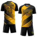 Custom Gold Black Sublimation Soccer Uniform Jersey photo 2
