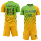 Custom Gold Neon Green-Navy Sublimation Soccer Uniform Jersey photo 2