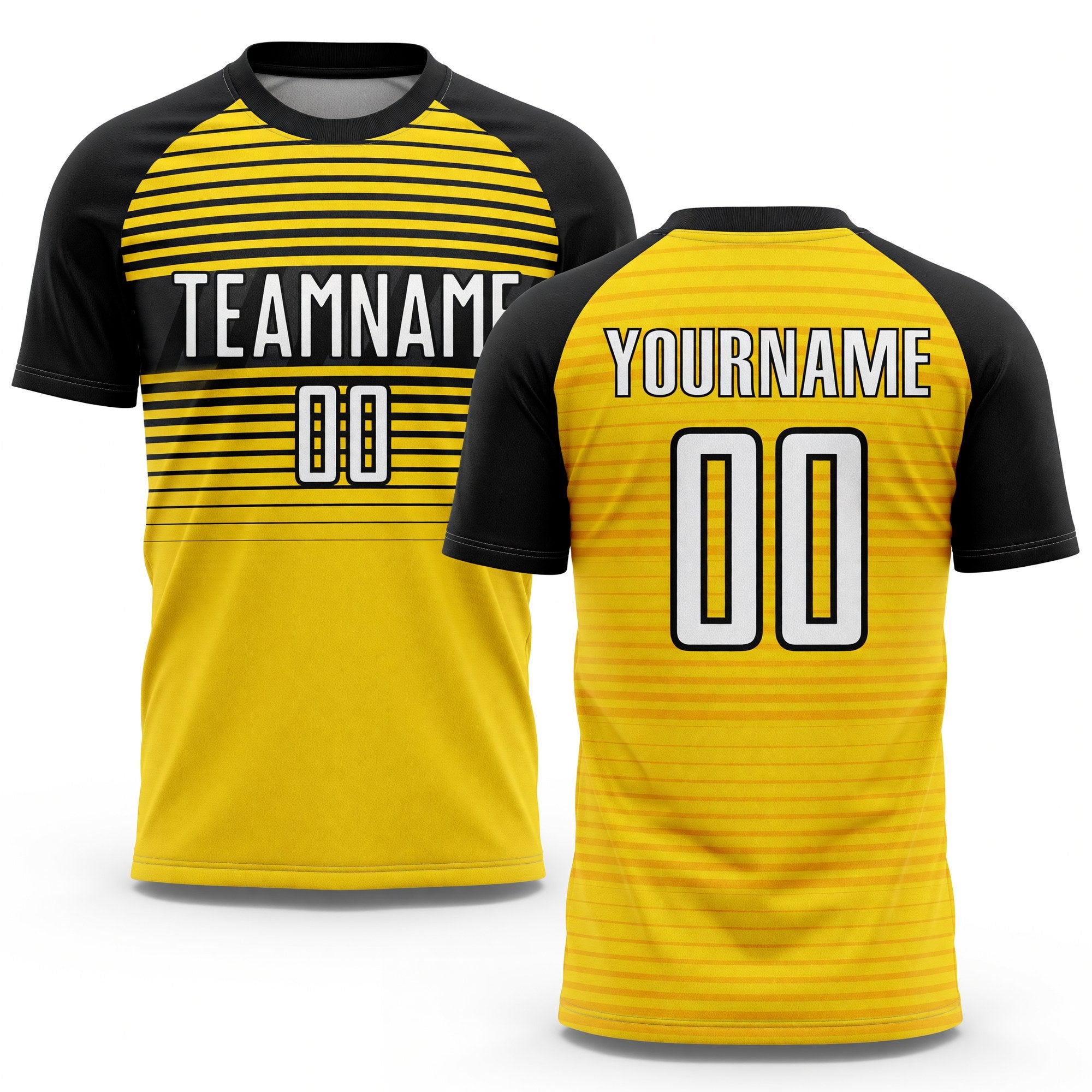 Custom Yellow White-Black Sublimation Soccer Uniform Jersey