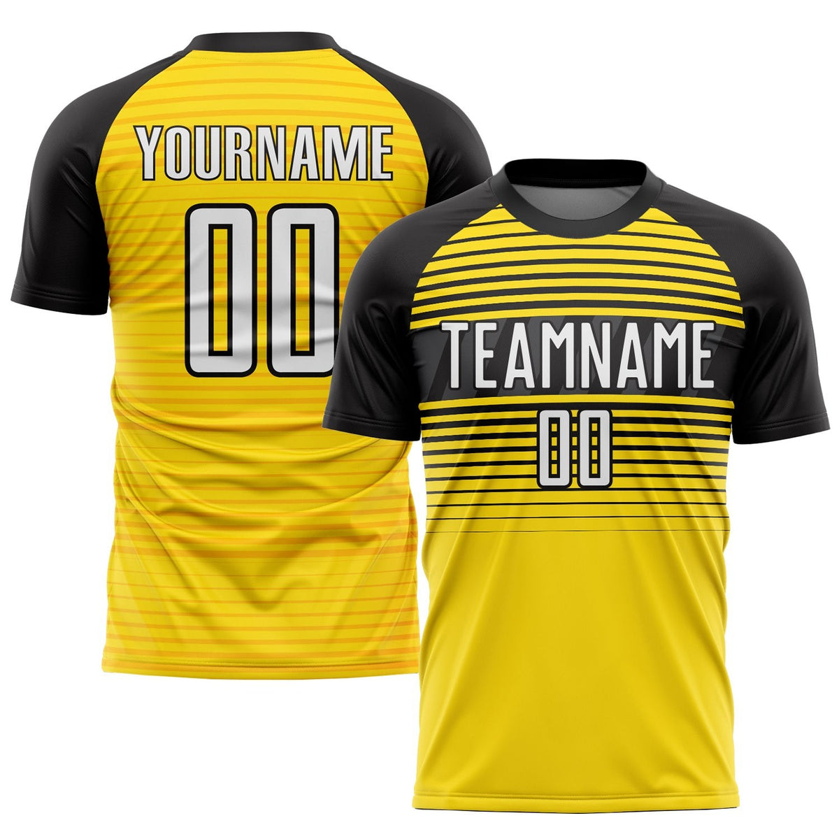 Custom Yellow White-Black Sublimation Soccer Uniform Jersey photo 1